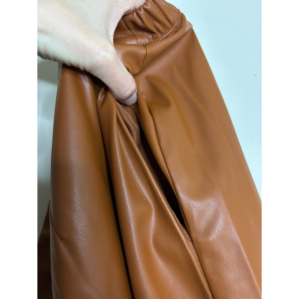 Who What Wear Faux Leather Tiered Midi Skirt Cognac Brown Womens XL New Neutral - Picture 4 of 9